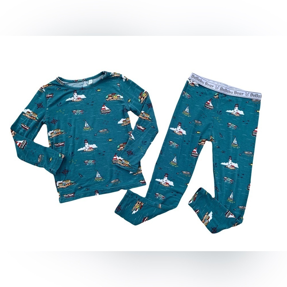 Bellabu Bear Size 2T Lighthouse Sailboat Bamboo Pajamas Set